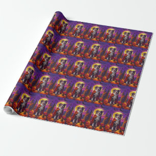 Halloween Australian Shepherd Dog Pumpkins Scary  Wrapping Paper