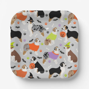 Halloween Australian Shepherd Paper Plates