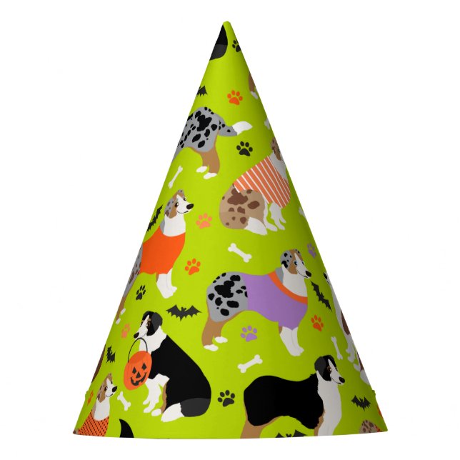 Halloween Australian Shepherd Party Hat (Front)
