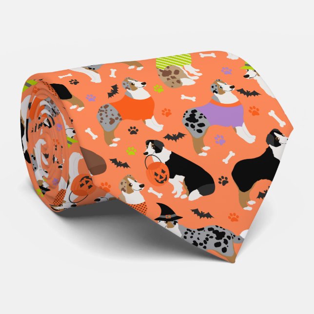 Halloween Australian Shepherd Tie (Rolled)