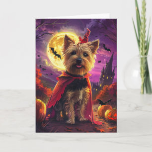 Halloween Australian Terrier Dog Pumpkins Scary  Card