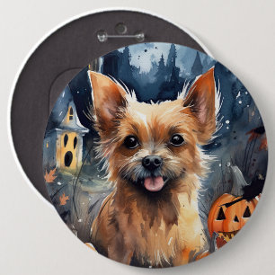 Halloween Australian Terrier With Pumpkins Scary 6 Cm Round Badge