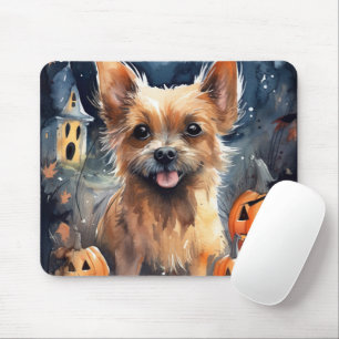 Halloween Australian Terrier With Pumpkins Scary  Mouse Mat