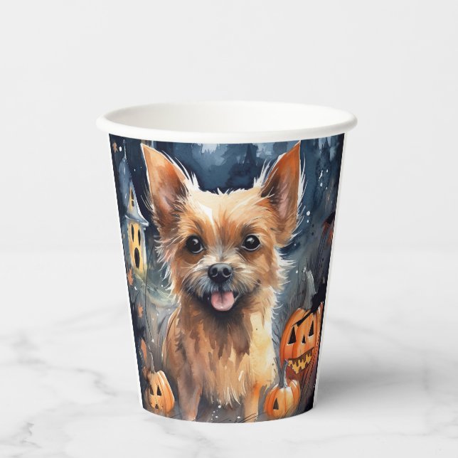 Halloween Australian Terrier With Pumpkins Scary  Paper Cups (Front)
