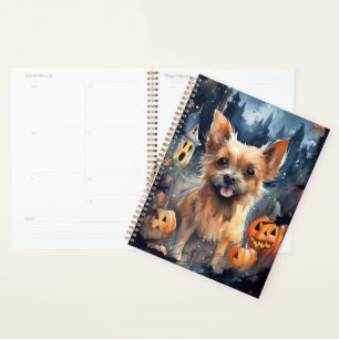 Halloween Australian Terrier With Pumpkins Scary  Planner