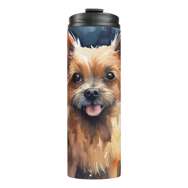Halloween Australian Terrier With Pumpkins Scary  Thermal Tumbler (Front)