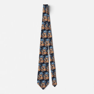 Halloween Australian Terrier With Pumpkins Scary  Tie