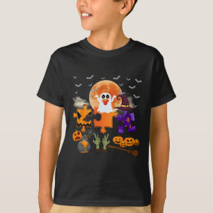 Halloween Autism Awareness Spooky Puzzle Design Fo T-Shirt