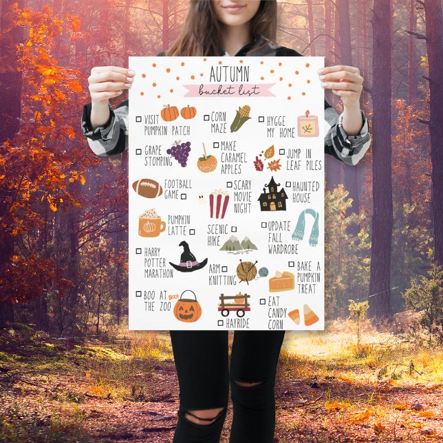 Halloween Autumn Bucket list | Fall elements Poster (Halloween Autumn Bucket list | Fall elements Poster)