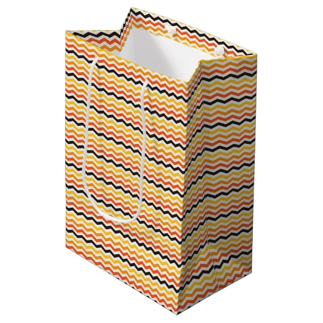Halloween Autumn Chevron Fall Colours Medium Gift Bag (Front Angled)