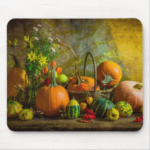 Halloween Autumn Fall Pumpkin Setting Table Mouse Mat