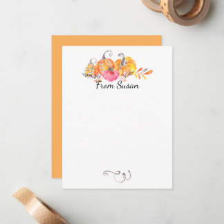 Halloween Autumn Fall Pumpkins Watercolor Paint Card