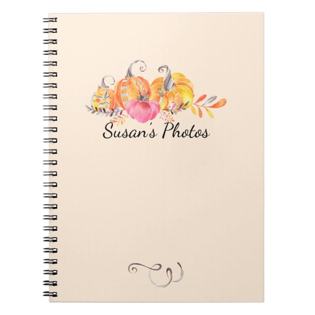 Halloween Autumn Fall Pumpkins Watercolor Paint Notebook (Front)