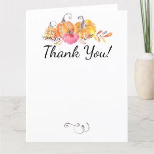 Halloween Autumn Fall Pumpkins Watercolor Paint Thank You Card