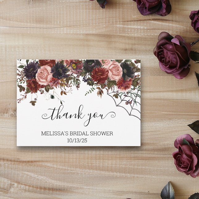 Halloween Autumn Floral thank you Bridal Shower  Card (Creator Uploaded)