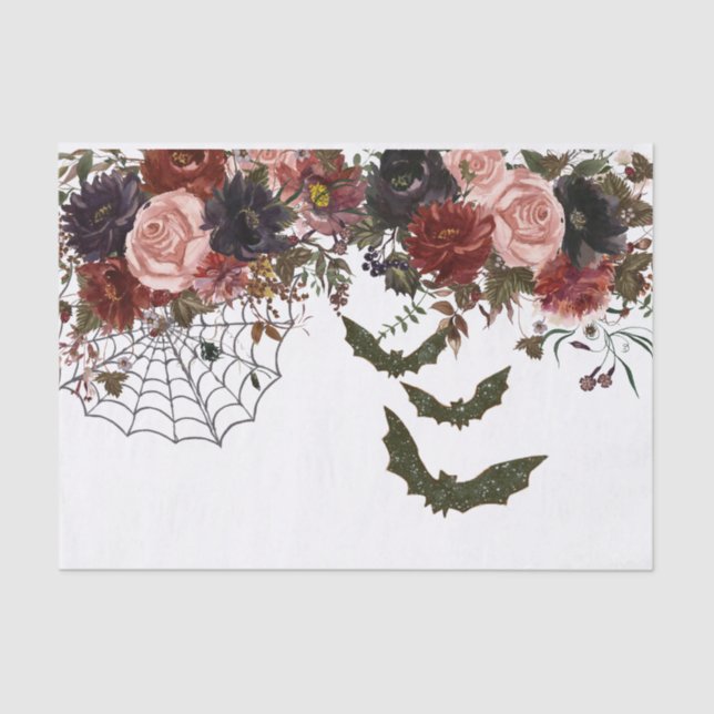 Halloween Autumn Floral Watercolor Tissue Paper (Front)