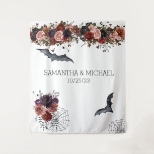Halloween Autumn Floral Wedding Watercolor Flower Tapestry