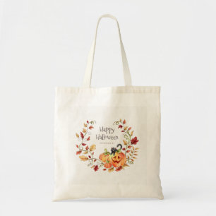 Halloween Autumn Foliage, Black Cat and Pumpkins  Tote Bag