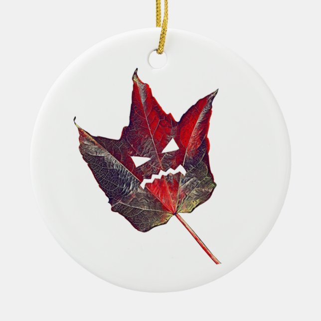 Halloween Autumn Foliage Leaf Fall Thanksgiving Ceramic Tree Decoration (Front)