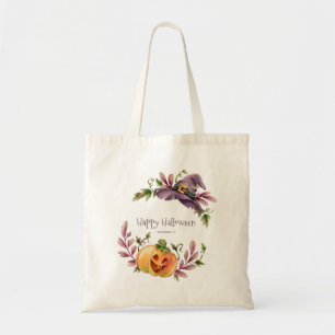 Halloween Autumn Foliage, Pumpkin and Witches Hat Tote Bag