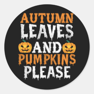 Halloween Autumn Leaves And Pumpkins Birthday Classic Round Sticker