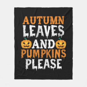 Halloween Autumn Leaves And Pumpkins Birthday Fleece Blanket