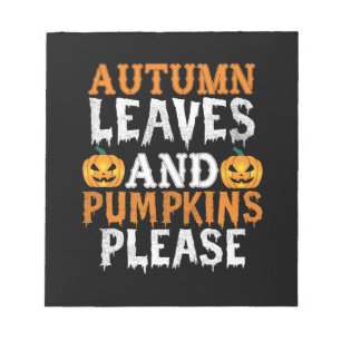 Halloween Autumn Leaves And Pumpkins Birthday Notepad
