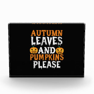 Halloween Autumn Leaves And Pumpkins Birthday Photo Block