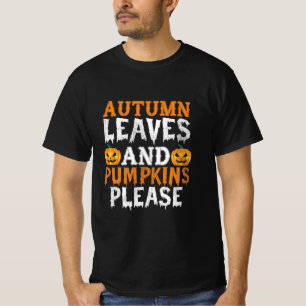 Halloween Autumn Leaves And Pumpkins Birthday T-Shirt