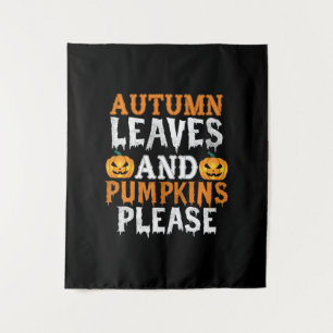 Halloween Autumn Leaves And Pumpkins Birthday Tapestry