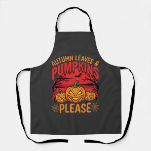 Halloween Autumn Leaves and Pumpkins Please Design Apron