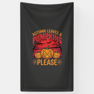 Halloween Autumn Leaves and Pumpkins Please Design Banner