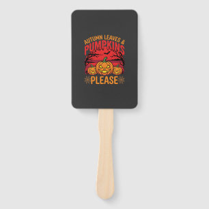 Halloween Autumn Leaves and Pumpkins Please Design Hand Fan