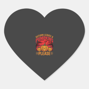 Halloween Autumn Leaves and Pumpkins Please Design Heart Sticker