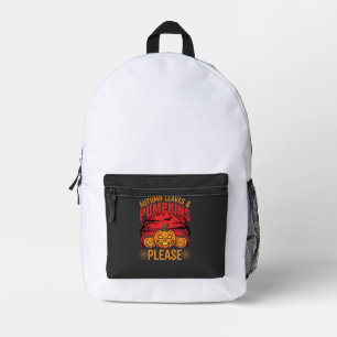 Halloween Autumn Leaves and Pumpkins Please Design Printed Backpack