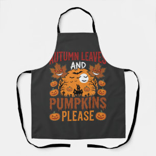 Halloween Autumn Leaves and Pumpkins Spooky Vector Apron
