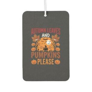 Halloween Autumn Leaves and Pumpkins Spooky Vector Car Air Freshener
