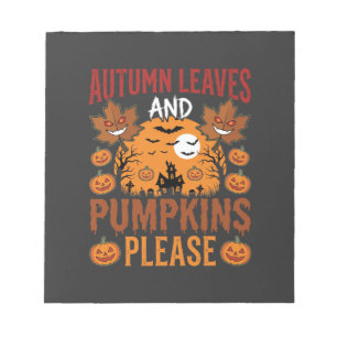 Halloween Autumn Leaves and Pumpkins Spooky Vector Notepad