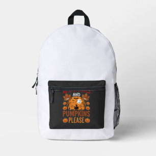 Halloween Autumn Leaves and Pumpkins Spooky Vector Printed Backpack