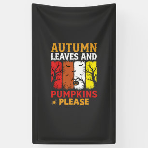 Halloween Autumn Leaves and Pumpkins Vintage Desig Banner