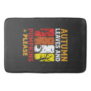 Halloween Autumn Leaves and Pumpkins Vintage Desig Bath Mat