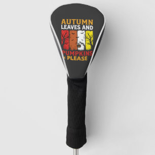 Halloween Autumn Leaves and Pumpkins Vintage Desig Golf Head Cover