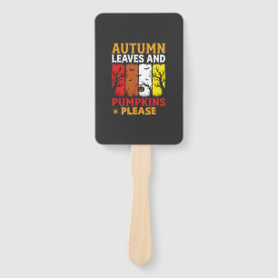 Halloween Autumn Leaves and Pumpkins Vintage Desig Hand Fan