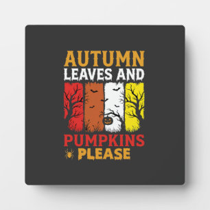 Halloween Autumn Leaves and Pumpkins Vintage Desig Plaque