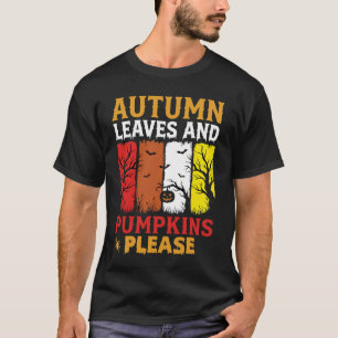 Halloween Autumn Leaves and Pumpkins Vintage Desig T-Shirt