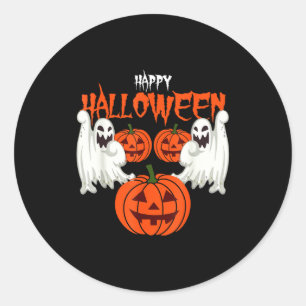 Halloween autumn shirt pumpkin face ghosts fall classic round sticker