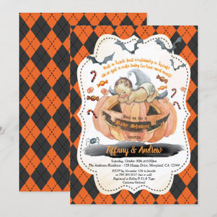 Halloween baby boy shower invitation. Boy / girl Invitation