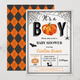 Halloween baby boy shower invitation. It's a boy Invitation