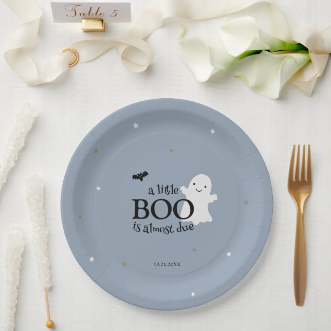 Halloween Baby Boy Shower Paper Plate (Wedding)