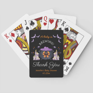 halloween baby brewing baby shower thank you black playing cards